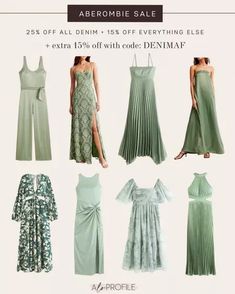 So many sales going on at Abercrombie right now for their bi-annual denim sale! 25% off ALL denim + 15% off everything else. Get an extra 15% off your order with code: DENIMAF #LTKsalealert #LTKSpringSale Green Spring Dresses