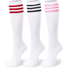 Made from breathable cotton, these casual athletic socks offer comfort and style for any occasion. Find your perfect pair today! Socks Stripes, Striped Tube Socks, Thigh Socks, Womens Knee High Socks, Plus Size Tights, Bodysuit Dress, Thigh High Socks, Thigh High Stockings, Fishnet Stockings