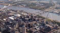 an aerial view of the st louis skyline