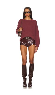 Find SABLYN Alston Boyfriend Crewneck Sweater In Burgundy on Editorialist. SABLYN Alston Boyfriend Crewneck Sweater in Burgundy. - size L (also in M) SABLYN Alston Boyfriend Crewneck Sweater in Burgundy. - size L (also in M) 100% cashmere. Made in China. Dry clean only. Pull-on styling. Ribbed cuff and neckline. Midweight knit fabric. SLYN-WK27. SSWCSMALS. Meal Outfit, Burgundy Outfits, Wine Outfit, Burgundy Knit Sweater, Maroon Outfit, Burgundy Outfit, Maroon Leather, Latest Sweater, Drop Shoulder Sweaters