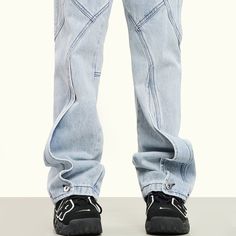 5ft 5''(166cm) tall, 97 lbs(44kg) weight and wearing a size M163cm/44kg wearing a size S - Reconstructed- LIGHT BLUE- Straight fit- Denim Blue Mid-rise Rigid Denim Cargo Jeans, Mid-rise Blue Cargo Jeans In Rigid Denim, Blue Mid-rise Cargo Jeans In Rigid Denim, Light Blue Jeans For Spring Streetwear, Light Blue Relaxed Fit Full Length Jeans, Light Blue Denim Jeans For Streetwear, Straight Leg Light Wash Cargo Jeans For Streetwear, Light Wash Straight Leg Cargo Jeans, Light Blue Jeans With Five Pockets For Streetwear