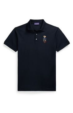 A well-dressed Polo Bear brings a cheerful, dapper spirit to a polo made of breathable cotton piqué and styled to keep you looking as comfortable as you feel. 28" length (size Medium) Button half placket Cutaway collar Short sleeves 100% cotton Dry clean or machine wash, dry flat Made in Italy Designer Clothing Designer Fitted Polo Shirt With Polo Collar, Casual Polo Shirt With Embroidered Logo For Work, Casual Workwear Polo Shirt With Embroidered Logo, Formal Fitted Cotton Polo Shirt, Casual Navy Polo Shirt With Embroidered Logo, Collared Polo Shirt With Embroidered Logo For Work, Collared Polo Shirt With Embroidered Logo, Classic Polo Shirt With Embroidered Logo For Work, Classic Embroidered Polo Collar Top