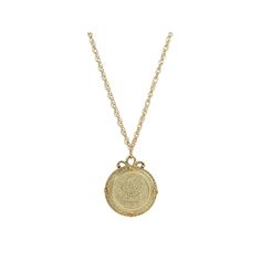 This gold tone pendant necklace from 1928 showcases each flower of the month and is the perfect accessory for anyone with a sense of style. This gold tone pendant necklace from 1928 showcases each flower of the month and is the perfect accessory for anyone with a sense of style. NECKLACE DETAILS Pendant size: 1.5 in. Chain length: 20 in. Clasp: lobster-claw Metal: alloy Plating: gold tone Finish: polished Not appropriate for children 14 years old and younger. Size: One Size. Color: Yellow. Gende Yellow Gold Medallion Necklace With Vintage Charm, Gold Vintage Charm Locket Necklace With Flower Pendant, Antique Gold Pendant Necklace For Anniversary, Vintage Yellow Gold Round Pendant Coin Necklace, Vintage Yellow Gold Coin Necklace With Round Pendant, Vintage Yellow Gold Medallion Necklace With Round Pendant, Vintage Yellow Gold Medallion Necklace, Vintage Gold-tone Medallion Necklace For Gift, Vintage Gold-tone Medallion Necklace