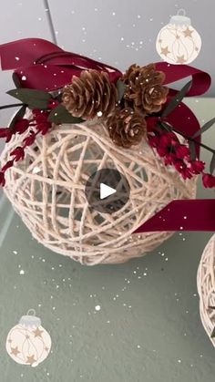 an ornament with pine cones on top of it