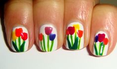 Spring Tulips. Tulip Nails, Spring Nail Art, I Love Nails, Nails 2024, Nail Polish Designs, Cute Nail Art, Hot Nails, Fabulous Nails, Nail Art Summer