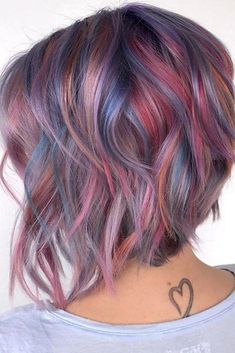 Short Layered Hair, Layered Hairstyles, Multicolored Hair, Short Layered, Short Layered Haircuts, Hair Color And Cut, Colored Hair, Short Hair With Layers, Rainbow Hair