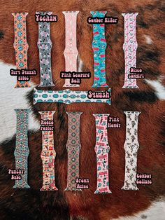 Make a statement in these western and retro-inspired watch bands! Choose your design (1/pack).Watch Size: 38/40/41mmBand Length: LargeMaterial: Silicone Western Watch Band, Western Watch Bands, Cute Western Belts, Western Apple Watch Bands, Western Apple Watch Band, Cute Apple Watch Bands, Car Organization Diy, Rodeo Poster, Apple Watch Bands Women