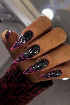 nails Black Ombre Nails, Flame Nail Art, Cheetah Print Nails, Black Acrylic Nails, Drip Nails, Stunning Nail Designs, Nail Trend