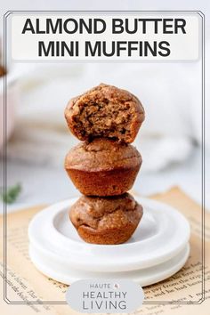 three chocolate chip muffins stacked on top of each other with the title above it