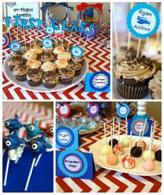 a collage of pictures with cupcakes, cake pops and other dessert items