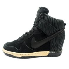 Nike Dunk Sky Hi Hidden Wedge Suede Leather Sneakers - Women's Size 6 - Black    Pre-owned. Some signs of wear from use. Posted photos shows the condition in greater detail and is the actual item you'll be receiving. Nike Heels Sneakers, Nike Sky High Wedge, High Heel Sneakers Wedges, Sneakers With Heels, Casual Athletic Outfits, Nike Wedge Sneakers, Heeled Sneakers, Nike Heels