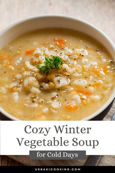 a white bowl filled with soup on top of a wooden table