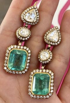 Neck Piece, Design Earrings, Emerald Earrings, Kundan Jewellery, Emerald Jewelry, Bride Jewellery