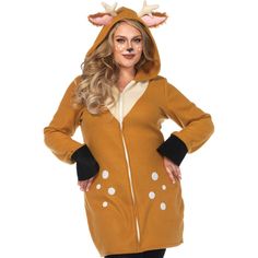 a woman dressed in a costume with deer ears on her head and hands on her hips