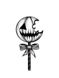 a black and white drawing of a jack - o'- lantern with a bow