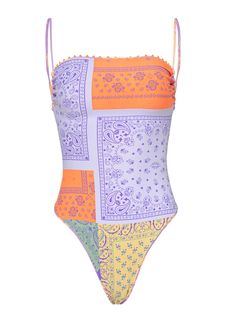 If you're looking to show off what your mama gave ya and get your tan on, the beautiful Brittany one-piece is for you! This showstopping bathing suit shines in our Lilac Ferns print, and the square neckline, reversible print, and many special Maajical details will captivate you!This is a REVERSIBLE piece, turn it inside out for another lookSquare necklineModerate coverageAdjustable strapsOpen backAdjustableGuaranteed reversible printFittedMade in Colombia 76% Polyester 24% Spandex Knit Trendy Printed One-piece Swimwear, Printed One-piece Bodysuit For Sunbathing, Summer Poolside Printed Bodysuit, Printed Summer Bodysuit For Poolside, Printed Bodysuit For Poolside Summer, Printed One-piece Bodysuit For Poolside, Fitted Bodysuit For Summer Festivals, Printed Summer Bodysuit, Beachy One-piece Printed Bodysuit