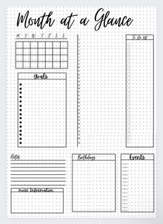 the printable planner page for month at a glance