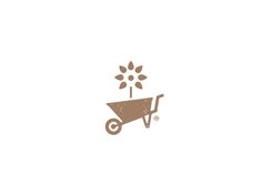 a wheelbarrow with a flower in it on a white background logo design illustration