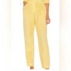 Lpa Linen Pants. Brand New. With Bonus Billabong Linen Pants. Both Medium Size. Both Line Material. Yellow Tapered Leg Bottoms For Spring, Yellow Straight Leg Bottoms For Summer, Fitted Pants For Daywear In Summer, Fitted Pants For Summer Daywear, Yellow Straight Leg Summer Bottoms, Yellow Relaxed Fit Pants For Spring, Yellow Straight Leg Summer Pants, Summer Daywear Straight Pants, Yellow Pants With Pockets For Day Out