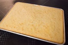 an uncooked cake pan sitting on top of a counter