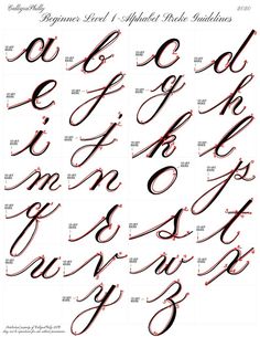 the upper and lowercase letters are drawn in red ink