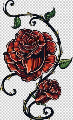 Rose Tattoo Back, Rose Thorn Tattoo, Tattoos Cross, Crown Silhouette, Traditional Tattoo Flowers, Tattoo Vector, Black Rose Tattoos, Cross Tattoos