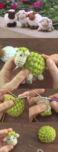 the crocheted turtle is being worked on