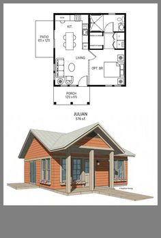 the floor plan for a small cabin home