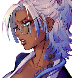 an anime character with white hair and glasses