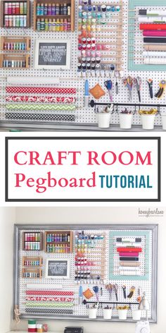 the craft room pegboard is organized and organized