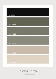 the color scheme for muted green is shown in black, white and grey colors with text that