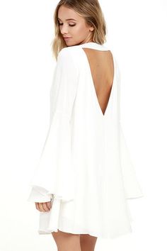 Party Dresses, Club Dresses, Casual to Formal Maxi Dresses Loose Fitting Dresses Classy, Fitting Dresses Classy, Short Dress With Long Sleeves, Cute White Dress, Dresses Classy, White Long Sleeve Dress, Long Sleeve Shift Dress, Long White Dress, White Short Dress