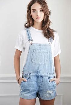 Overalls Women Shorts, Overalls Outfits, Trendy Overalls, White Summer Outfits, Outfit Short