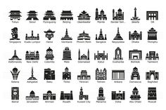 the world's most famous buildings are shown in this black and white version, which includes