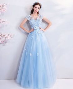 Butterfly Prom Dress, Dream Daughter, Dazzling Dresses, Cap Sleeve Prom Dress, Prom Dress Blue, Blue Evening Dress, Tulle Long Prom Dress, Princess Prom Dresses, Affordable Prom Dresses