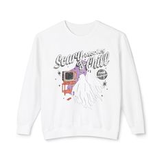 Printed on your fave SUPER SOFT sweatshirts with a relaxed cozy fit. Looking for these to fit oversized? Size up 1-2 sizes.Model has sized up to an 2X for an oversized fit. Material: 100% Ring-spun Cotton Care: Machine Wash Cold, Tumble dry low This product is made especially for you as soon as you place an order, please see the banner on the top of our site for current turnaround times. Making products on demand instead of in bulk helps reduce overproduction, so thank you for making thoughtful Crew Neck Sweatshirt With Screen Print For Loungewear, Relaxed Fit Sweatshirt With Screen Print For Fall, White Top With Graphic Print And Cozy Fit, Oversized Graphic Crew Sweatshirt, Graphic Print Hoodie With Relaxed Fit For Loungewear, Fall Loungewear Sweatshirt With Screen Print, Oversized Screen Print Sweater For Fall, Relaxed Fit Sweater With Screen Print For Fall, Relaxed Fit Graphic Hoodie For Loungewear