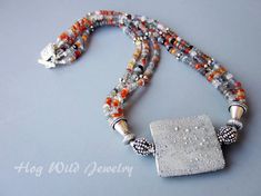 Handcrafted Artisan Multi Strand Gray Raku Bead Necklace, Women's Modern Necklace, Women's Statement Necklace Modern Necklace, Heart Pendant Diamond, Modern Necklaces, Multi Strand, Turquoise Sterling Silver, Bead Necklace, Necklace Designs, Semi Precious Gemstones, Artisan Jewelry