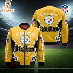 NFL Pittsburgh Steelers Full Print Bomber Jacket, NFL Team, Superfan Welcome to our NFL Bomber Jacket collection – the perfect way to showcase your team loyalty and add a touch of football style to your wardrobe! Elevate your game day look with our premium NFL jackets! Offering both athletic style and team pride, these top-quality bomber jackets are crafted to bring authentic NFL fashion to your fan gear collection. Enjoy a perfect balance of comfort and durability, keeping you warm and stylish Steelers Sweatshirt, Steelers Hoodie, Fan Gear, Athletic Fashion, Pittsburgh Steelers, Nfl Teams, Pittsburgh, Favorite Team, Nfl