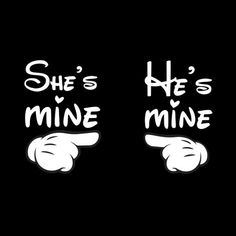 two stickers that say she's mine and he's mine