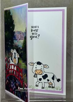 an open card with a cow on it