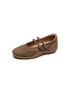 Brogue Style Double Buckles Comfort Casual Mary Janes — Obiono