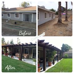 before and after pictures of a patio cover