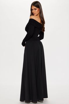 Available In Black. Maxi Dress Off Shoulder Long Sleeve A-Line Stretch Self: 95% Rayon 5% Spandex Contrast: 97% Cotton 3% Spandex Imported | Maria Long Sleeve Maxi Dress in Black size XS by Fashion Nova Black Maxi Long Sleeve Dress, Maxi Long Sleeve Dress, Dress Off Shoulder Long, Long Sleeve Black Maxi Dress, Dress Off Shoulder, Sweater Jumpsuit, Black Maxi, Long Sleeve Maxi, Matching Dresses