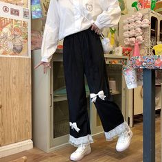 Step into sweetness in these Kawaii Corduroy Bow Pants. Detachable bows 🎀 provide ultimate customization and a touch of cuteness, while the high waist gives your look a boost. Perfect for a cozy night in or a girly day out! Size Chart: Size Waist (cm) Hip (cm) Length (cm) Waist (in) Hip (in) Length (in) S 62 94 92 24.41 37.01 36.22 M 66 98 94 25.98 38.58 37.01 L 70 102 96 27.56 40.16 37.80 XL 74 106 98 29.13 41.73 38.58 Description: Waist Type: HighPattern Type: SolidPant Style: Wide Leg PantsO Cute High Waist Cotton Pants, Cute High Waist Cotton Bottoms, Cute High-waist Cotton Bottoms, Harajuku Style Long Pants, White Harajuku Style Cotton Bottoms, White Cotton Harajuku Style Bottoms, White Cotton Kawaii Bottoms, Harajuku High Waist Cotton Pants, Harajuku Style High Waist Cotton Pants