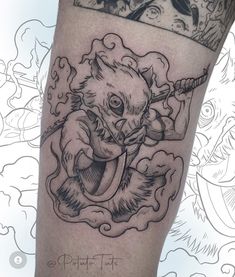 Demon Slayer Tattoo Inosuke, Inoske Tattoo Design, Demon Slayer Tattoo, Seagull Tattoo, David Tattoo, Gamer Tattoos