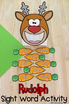 rudolph sight word activity for kids to practice sight words in the reindeer's head