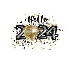 a black and gold glitter new year's evet with the number 24 on it