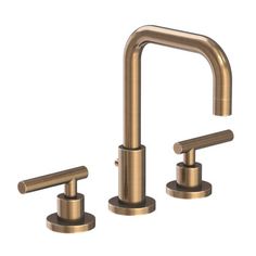 two faucets in brushed brass finish