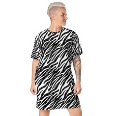 ✅ SUPER DETAILED GRAPHIC DESIGNING - Our t-shirt dresses are colorful, unique, and top-rated in design and print. No one else will ever have the same outfit as you.  ✅ TRENDY OVERSIZE FIT - With its smooth and stretchy fabric (96% polyester, 4% spandex), lowered armhole with a widened sleeve, and a drop shoulder this t-shirt dress oozes extra comfort. ✅ VERSATILE DRESS - Suits all body types, it can be styled with leggings for a casual look or paired with a blazer to give a more formal vibe.  ✅ White Oversized Printed Dress, White Cotton T-shirt Dress With Graphic Print, White Graphic Print T-shirt Dress With Crew Neck, White Crew Neck T-shirt Dress With Graphic Print, Shirt Dress For Women, Striped T Shirt Dress, Zebra Stripes, Graphic Designing, Shirt Dresses