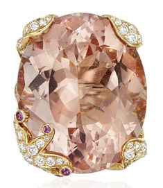 Diamond And Sapphire Ring, Morganite Diamond, Morganite, Pink Sapphire, Sapphire Ring, Round Diamonds, Gold Diamond